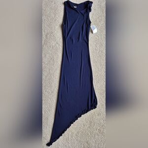 NWT Vintage Yigal Azrouel Dark Blue Asymmetrical Dress Size 3/S